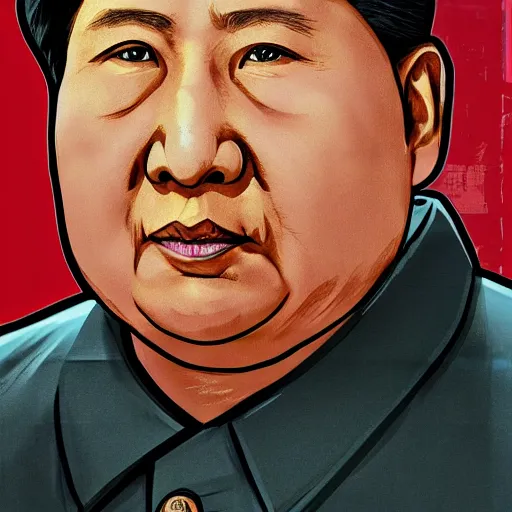 Prompt: mao zedong in gta v, cover art by stephen bliss, boxart, loadscreen