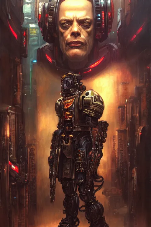 Image similar to cyberpunk warhammer 4 0 k steve buscemi, character design, painting by gaston bussiere, katsuya terada, frank frazetta, tom of finland, trending on artstation