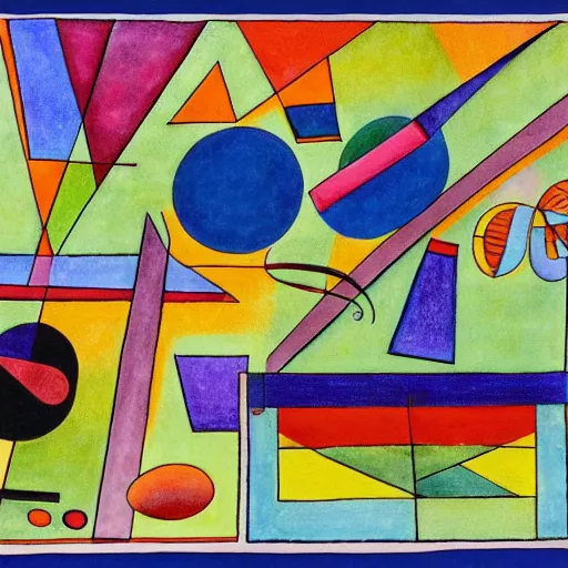 Prompt: musical score that holds a secret message, inspired by klee, kandinsky, calder, miro. hyperdetailed color pen and ink intricate elaborate, collection of museum of modern art, new york