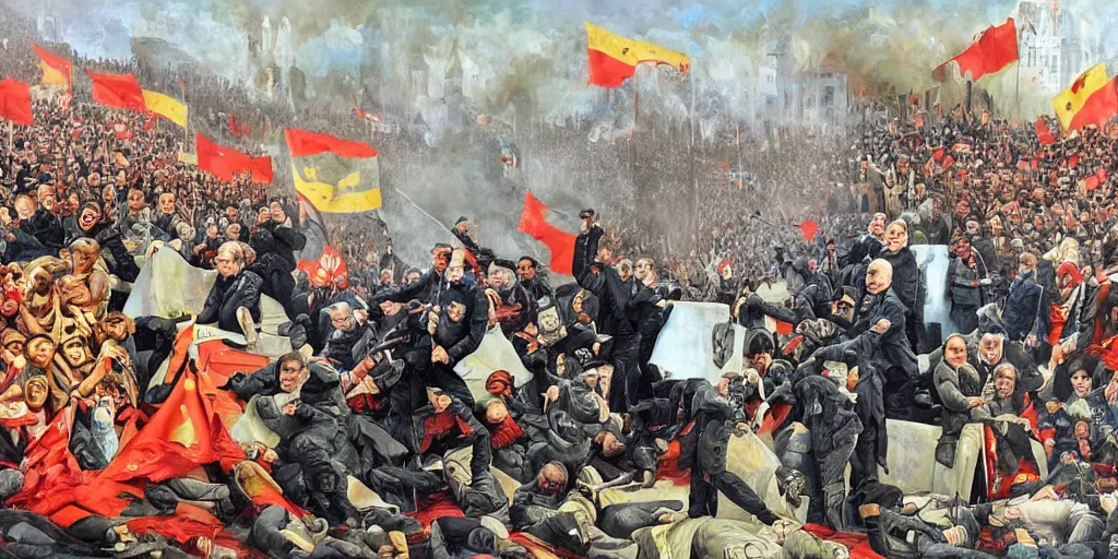 Prompt: fall of putin's regime, 2 0 2 2, detailed painting