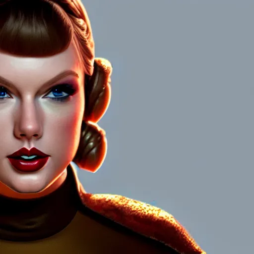 Image similar to Portrait of Taylor Swift as Princess Leia in Star Wars, intricate, elegant, super highly detailed, professional digital painting, artstation, concept art, smooth, sharp focus, no blur, no dof, extreme illustration, Unreal Engine 5, 8K