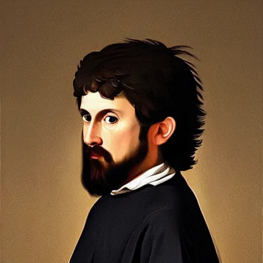 Prompt: A baroque portrait of Minecraft Steve by Caravaggio, dramatic lighting