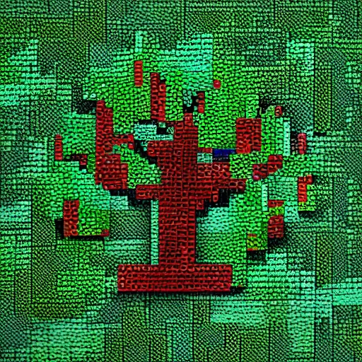 Prompt: Tree made of legos, aerial view, seamless mosaic