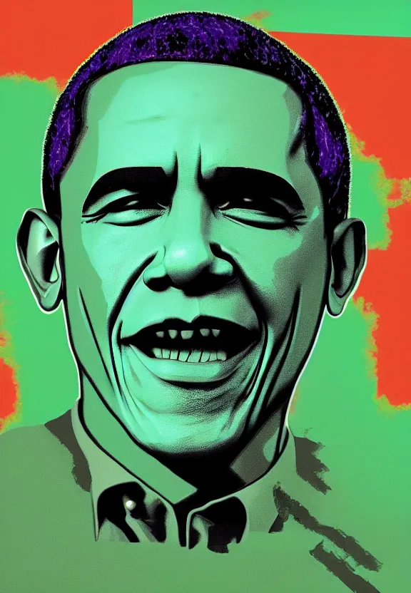 Image similar to Obama Hulk by Beeple with some Andy Warhol influence