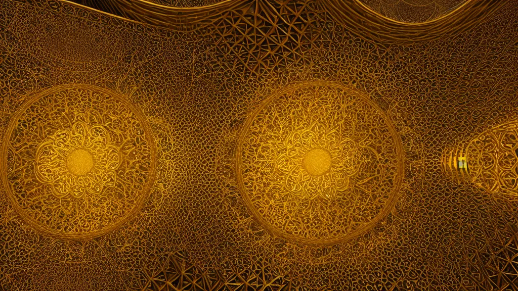 Image similar to golden mosque hyperspace palace, fractal intricacy, xf iq 4, f / 1. 4, iso 2 0 0, 1 / 1 6 0 s, 8 k, raw, featured in artstation, octane render, cinematic, elegant, intricate, 8 k