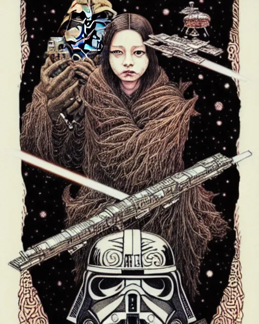 Prompt: portrait painted in jacek yerka style drawn by vania zouravliov and takato yamamoto, inspired by star wars, intricate acrylic gouache painting, high detail, sharp high detail, artstation