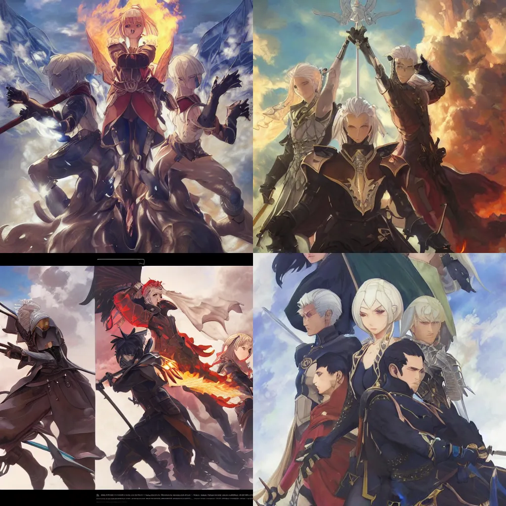 Prompt: A beautiful digital painting of Fire Emblem Three Houses, detailed Faces , by Stanley Artgerm Lau, frank frazetta, Rossdraws, James Jean, gerald brom, Andrei Riabovitchev, Marc Simonetti, and Sakimichan, trending on artstation, SFW version