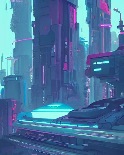 Prompt: cyberpunk art by james gilleard, cgsociety, retrofuturism, synthwave, cityscape, 2 d game art
