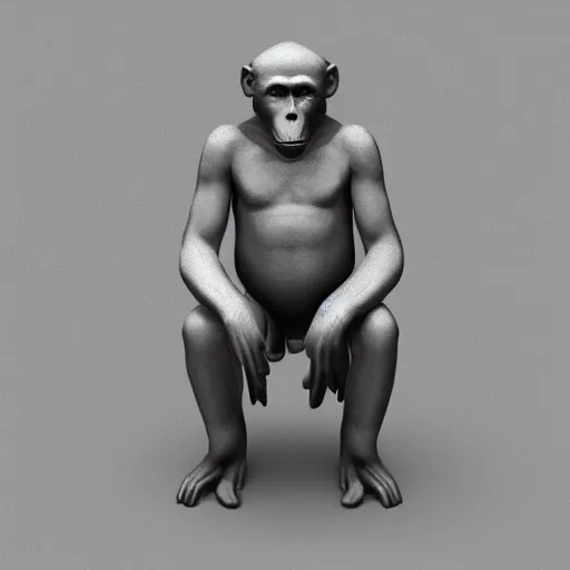 Image similar to vladimir putin is anthropomorphic monkey, 3 d render, by famous artist, horror