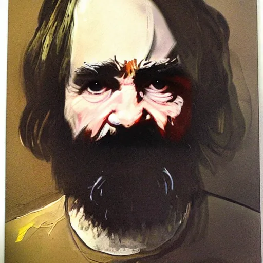Prompt: charles manson painted by rembrandt