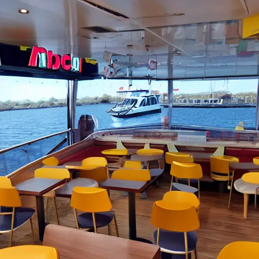 Image similar to mcdonalds on a boat