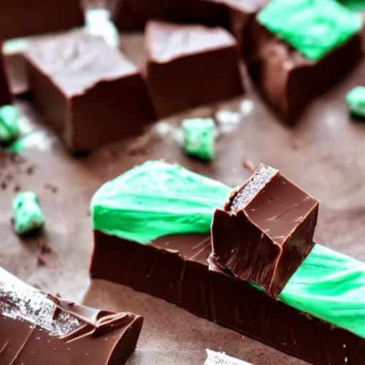 Prompt: chocolate mint fudge taffy