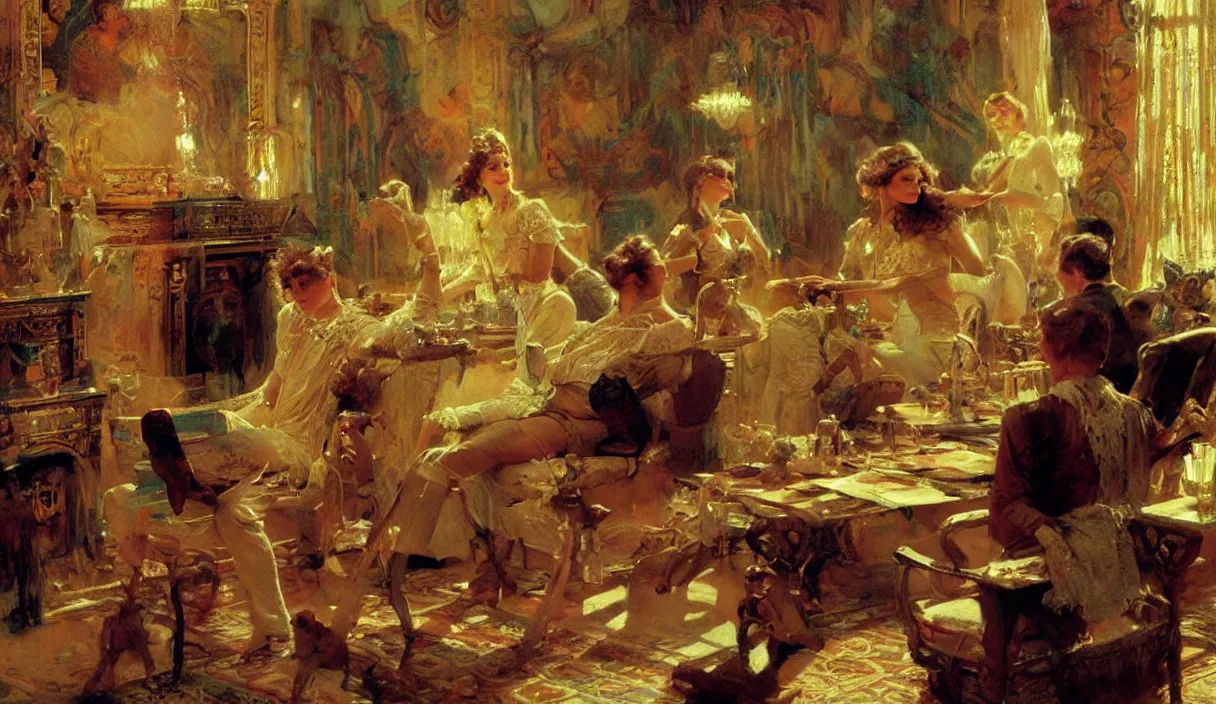 Prompt: ! dream a 7 0 s prisunic catalog with the indoor office of severance series ( 2 0 2 2 ), painting by gaston bussiere, craig mullins, j. c. leyendecker, in color