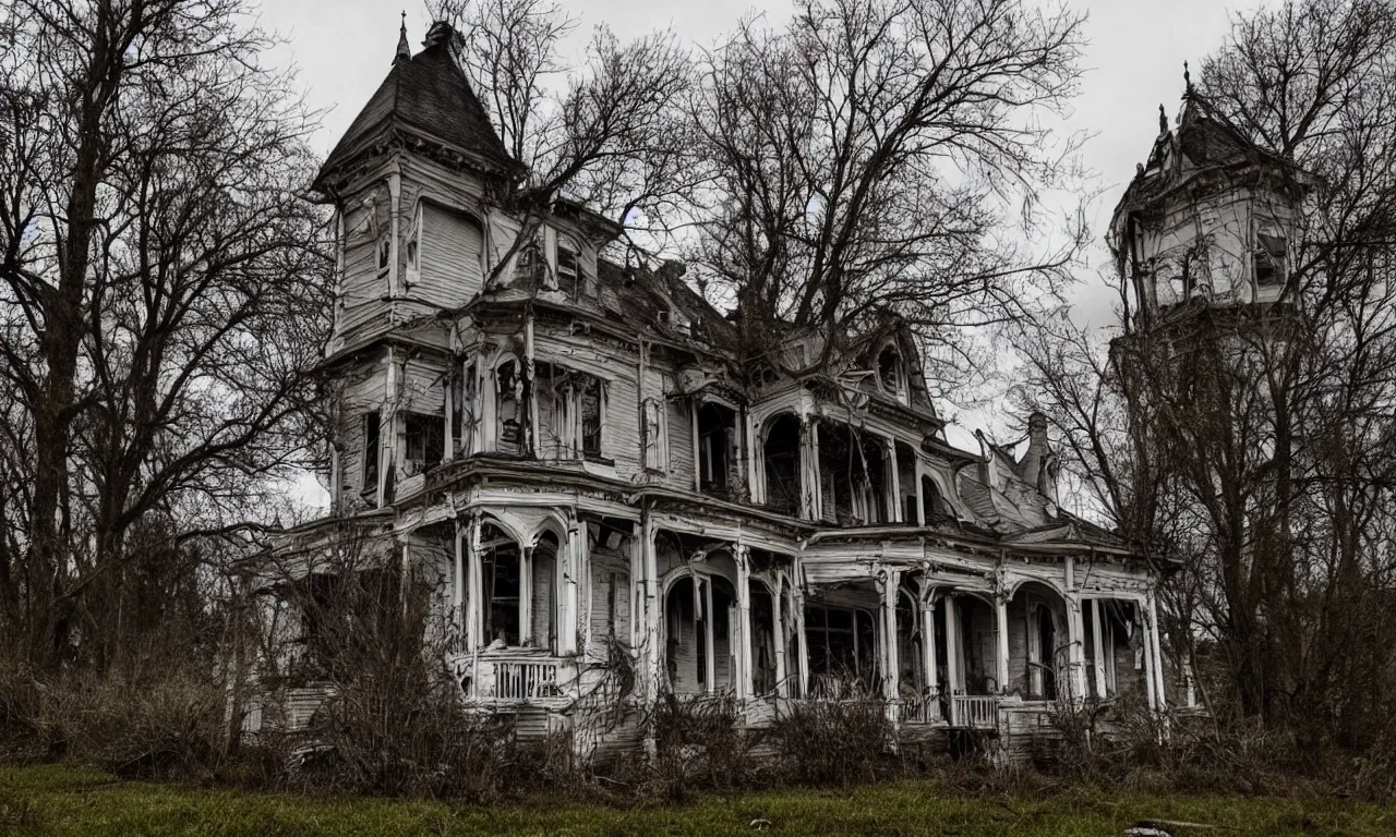 Image similar to Gloomy abandoned victorian house