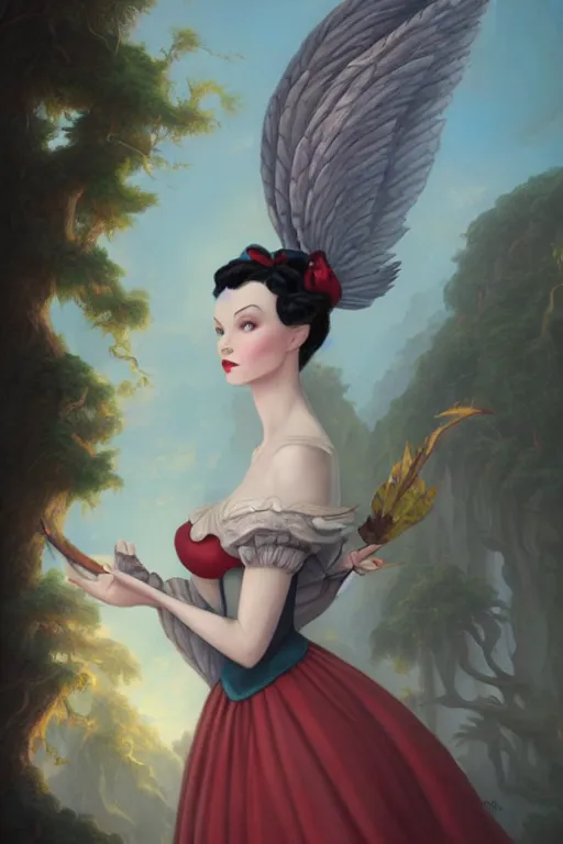 Image similar to beautiful hq matte painting portrait of vivien leigh as snow white, by peter mohrbacher greg rutowski