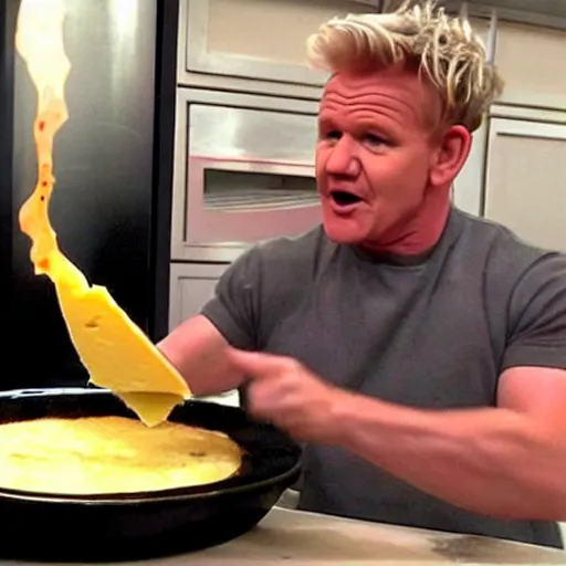 Prompt: Gordon Ramsay microwaving cheese toast