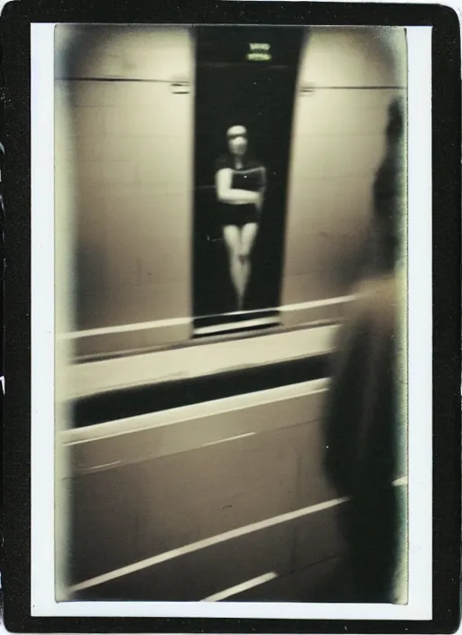 Image similar to cursed polaroid photo of toronto subway