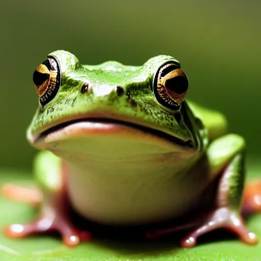 Prompt: smiling cute frog portrait