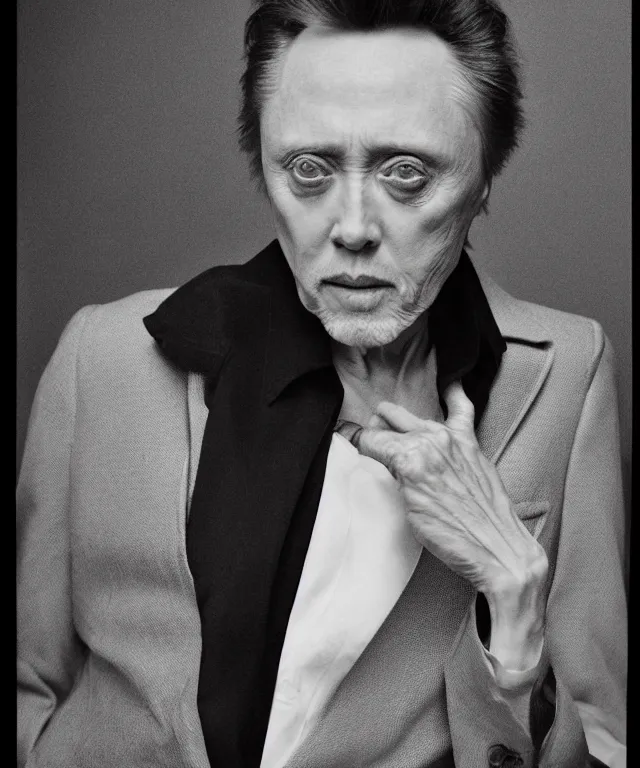 Image similar to photograph of christopher walken, by robert mapplethorpe, intense, bold, exaggerated, ultra sharp, extra details, ultra high quality, trending on pinteresst