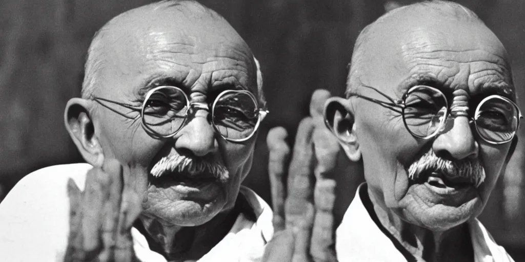 Image similar to ghandi is the crime overlord