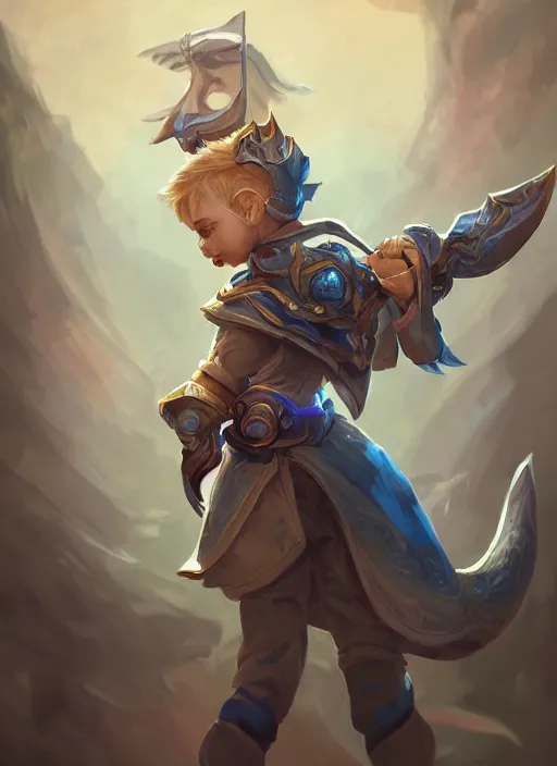 Prompt: a highly detailed illustration of cute little blonde blue eyes boy, wide eyed adventurous pose, intricate, elegant, highly detailed, centered, digital painting, artstation, concept art, smooth, sharp focus, league of legends concept art, WLOP