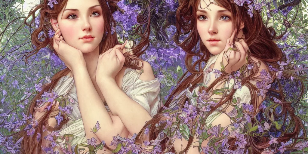 Image similar to a photograpic of lady nature, cute, fantasy, intricate, elegant, highly detailed, digital painting, artstation, concept art, smooth, sharp focus, illustration, art by artgerm and H R Giger and alphonse mucha