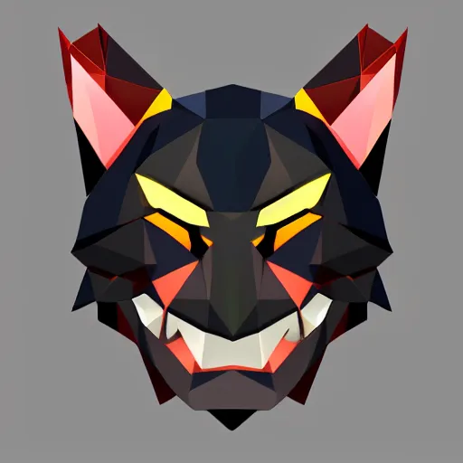 Image similar to a vector logo of rengar from league of legends, low poly,