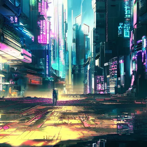 Image similar to cyberpunk anime landscape