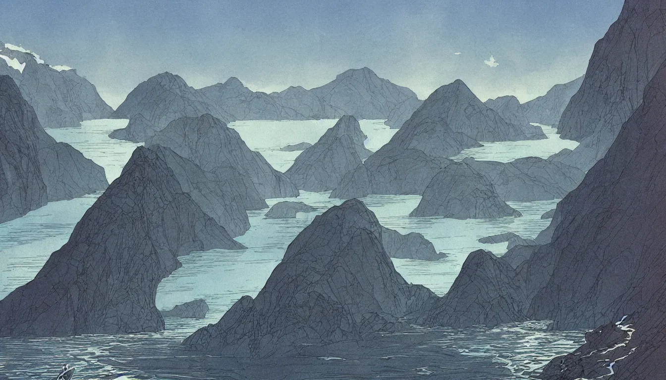 Image similar to fjords by moebius