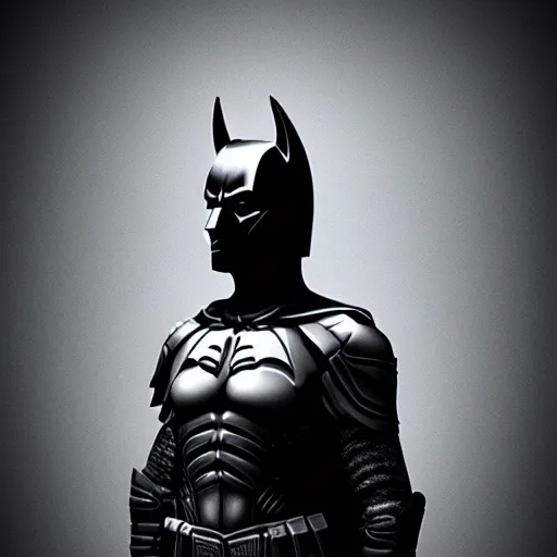 Prompt: Portrait of a dark knight, hyperrealistic digital art