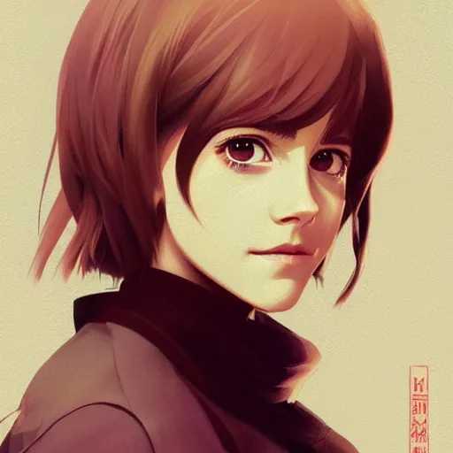 Image similar to emma watson portrait as manga girl, realistic shaded perfect face, fine details. anime. realistic shaded lighting poster by ilya kuvshinov katsuhiro otomo ghost - in - the - shell, magali villeneuve, artgerm, jeremy lipkin and michael garmash and rob rey