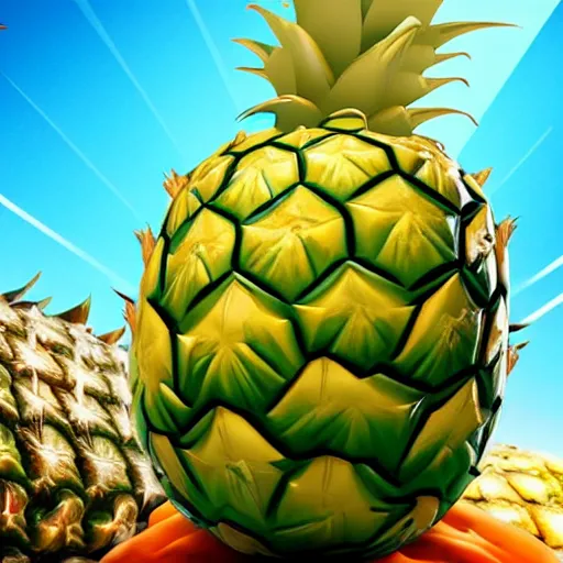 Image similar to beans inside of a pineapple, the bean - filled pineapple is playing the video game fortnite