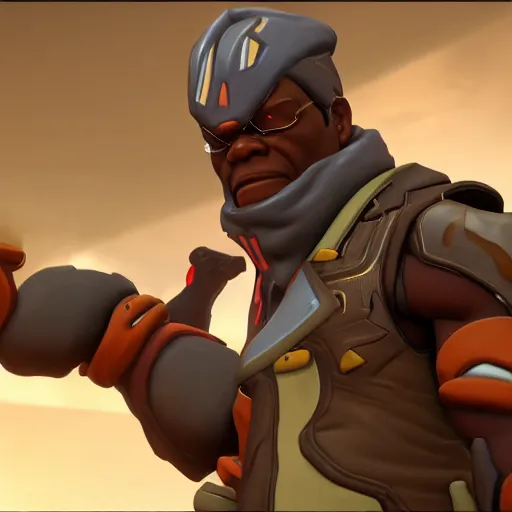 Image similar to samuel l jackson as doomfist from overwatch, 4 k, detailed