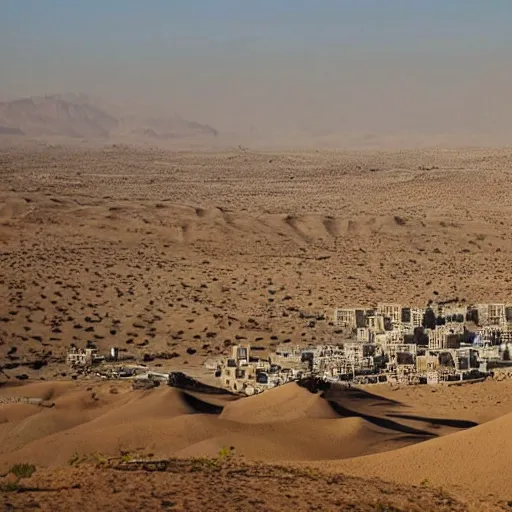 Prompt: a photograph of arabian city in the desert