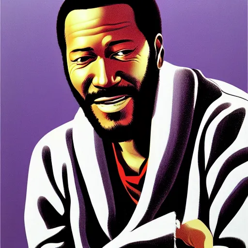 Image similar to marvin gaye by clyde caldwell, ilya kuvshinov, rossdraw, very detailed