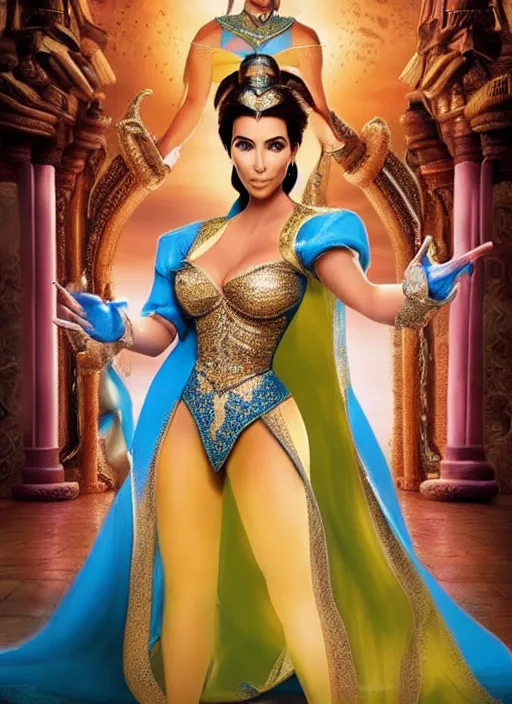 Image similar to film still of kim kardashian as princess jasmine in Aladdin.