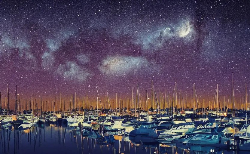 Prompt: night sky full of cats and stars, dreamy, marina style