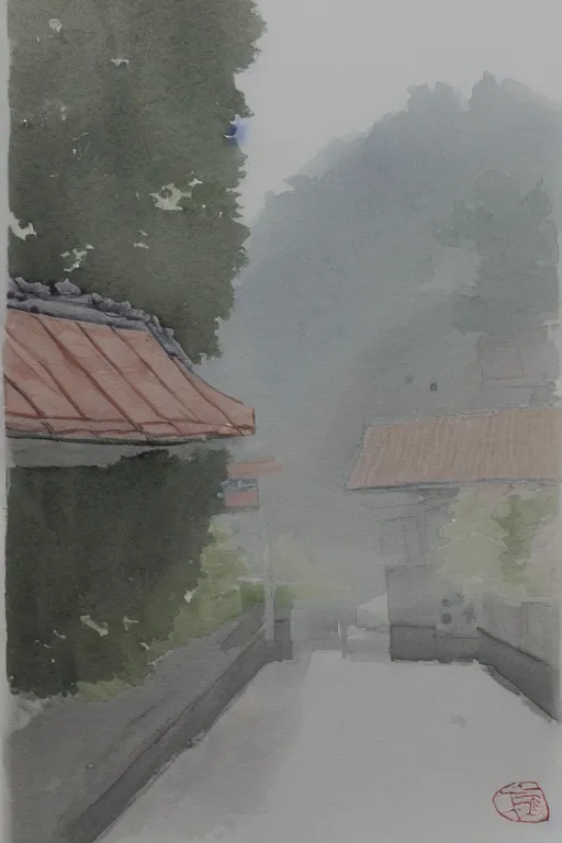 Prompt: A watercolor depicting an empty Wujiaochang, gloomy weather, high contrast, smooth, by Joseph Zbikowicz, 8k