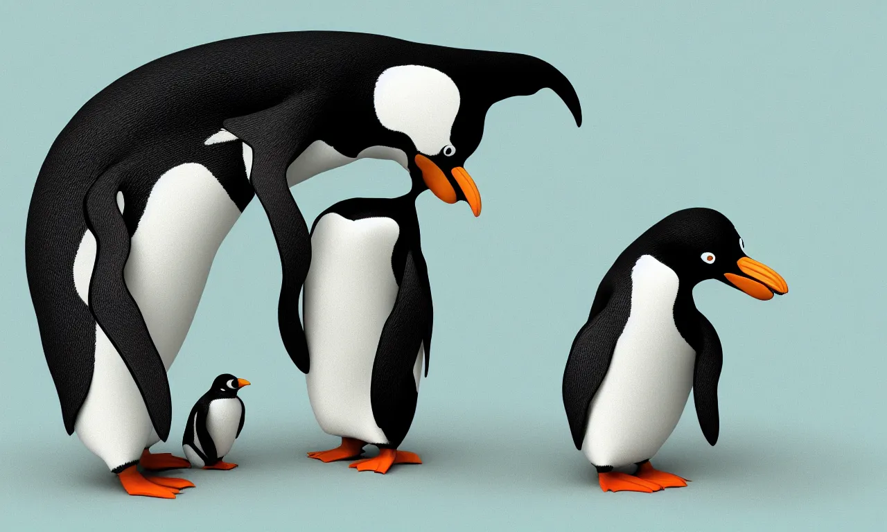 Prompt: penguin honepot, digital art, 3 d illustration, fancy background