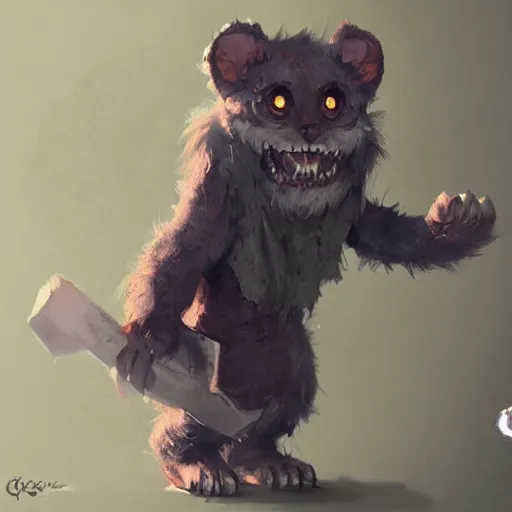 Prompt: cute furry monster child, concept art by Greg Rutkowski