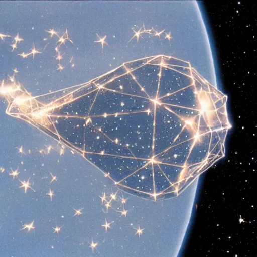 Image similar to constellation in space shaped like nicolas cage