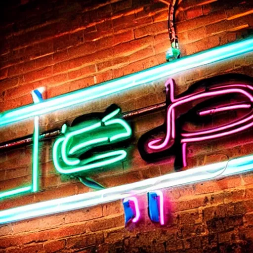 Prompt: neon graffiti sign, real life photography