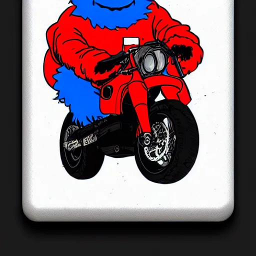 Prompt: cookie monster riding kaneda's motorcycle from akira by ilya kuvshinov katsuhiro otomo