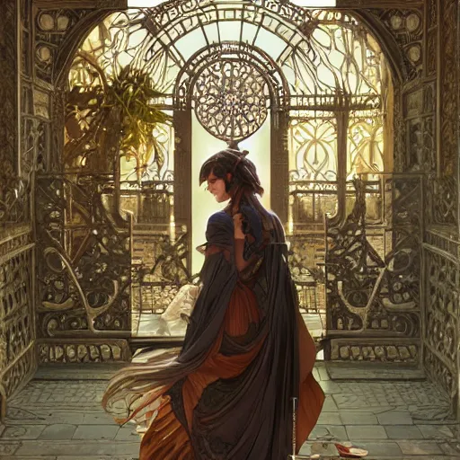 Image similar to ultra realistic illustration, gateway to a different realm, intricate, elegant, highly detailed, digital painting, artstation, concept art, smooth, sharp focus, illustration, art by artgerm and greg rutkowski and alphonse mucha