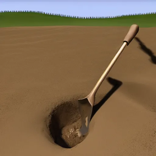 Prompt: tom cruise digging a deep hole with a shovel, videogame graphics, untextured