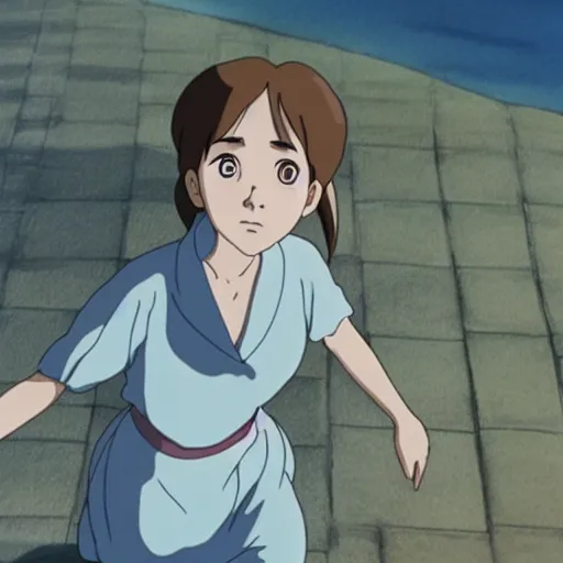 Prompt: Film still of Emma Watson, from Spirited Away (Studio Ghibli anime from 2001)