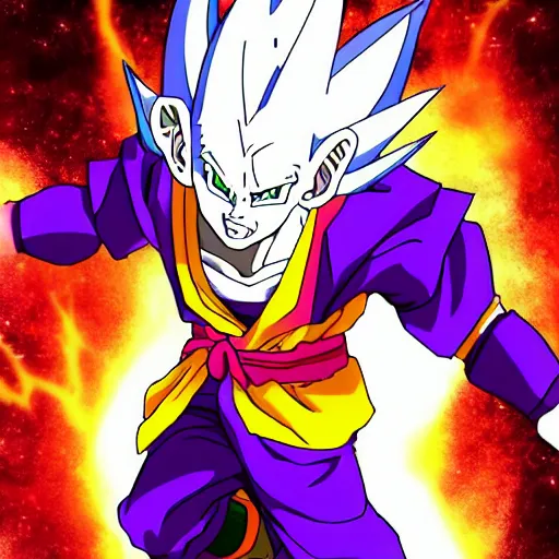 Image similar to beerus mixed with goku anime