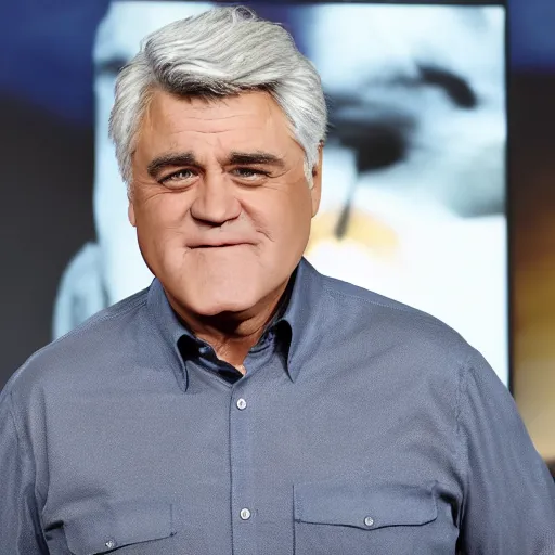 Prompt: a 4 k photo of jay leno with skin is grey and eyes completely black, professional photo, volumetric lighting, unreal engine 5, very detailed photo