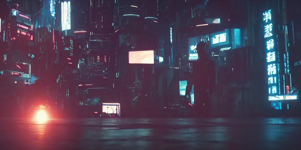 Image similar to Cyberpunk android chrome Robot dramatic movie scene, shot on imax, cinematic scene, cinematographic composition, CineStill 800T Film