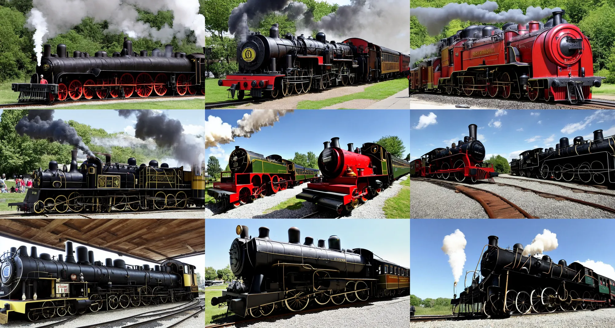 Prompt: restored steam locomotive on tour, photo by the associated press